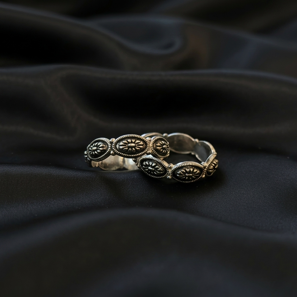 Oxidized Silver Band Rings